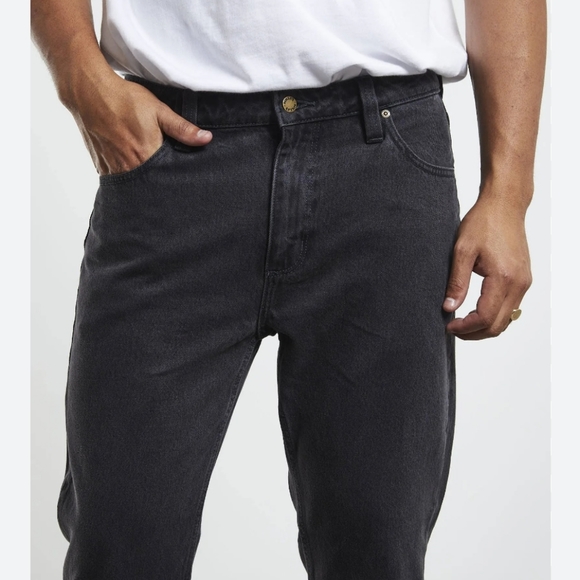 Rolla's Relaxed Fit Straight Leg Stone Black Wash Denim Jean's Pants Relaxo Chop - Picture 3 of 16